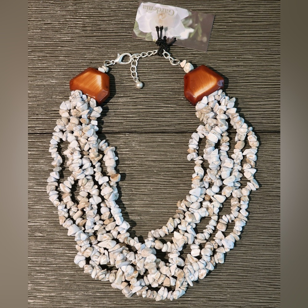 Designed by Gardenia Jewelry Handcrafted Turquoise Stone Statement Necklace